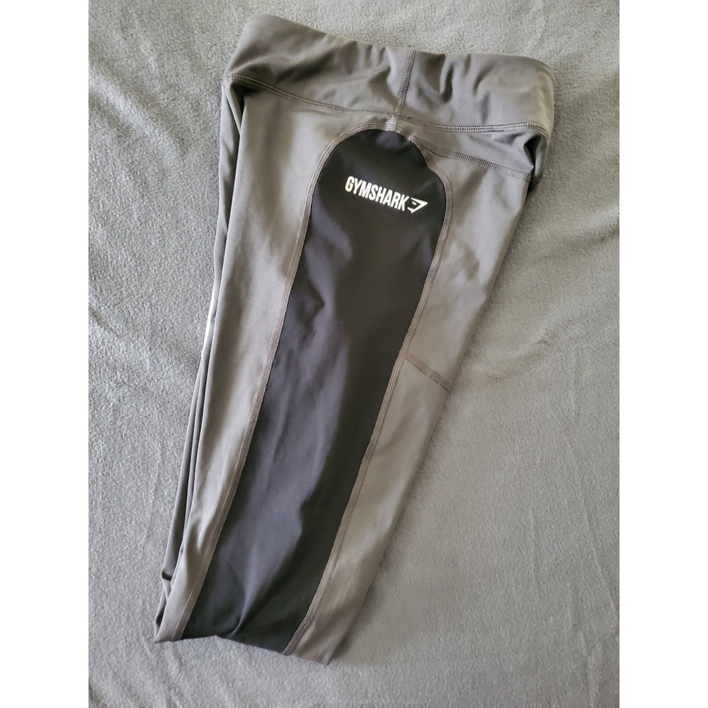 Gymshark Womens Leggings Small Grip Waist Ankle Length Gray‎ & Black